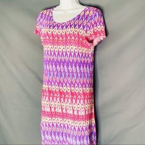 U-Knit Colorful Stretchy Casual Print Dress Size S